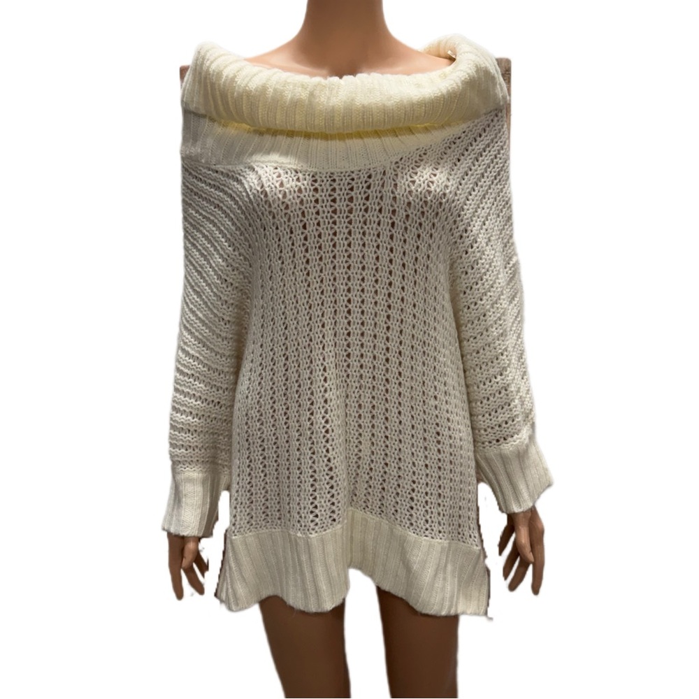 AE Sport Women’s Off-Shoulder Knit Sweater Dress 1X – Ivory – New With Tag